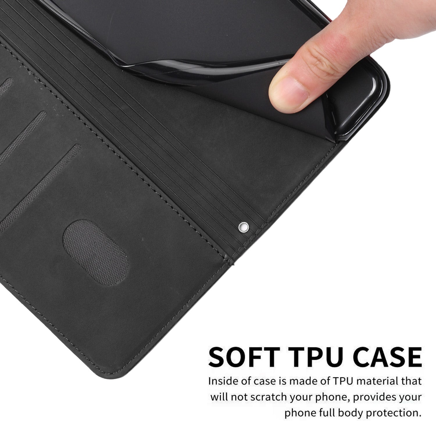 For Samsung Galaxy A35 5G Skin-touch PU Leather+TPU Wallet Cover Magnetic Cell Phone Case - Black For Samsung Galaxy A35 5G Skin-touch PU Leather+TPU Wallet Cover Magnetic Cell Phone Case - Black